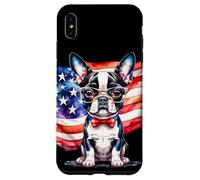 Patriotic Boston Terrier, cucciolo con bandiera americana a stelle e strisce Custodia per iPhone XS Max