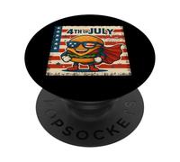 Patriotic Burger Hero 4 luglio stelle come strisce PopSockets PopGrip Adesivo