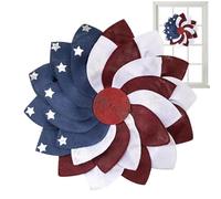 Patriotic Burlap Wreath, Red White Blue Handcrafted Garland, Festive Wall Decoration, Rustic 4th of July Wreath, Compact Ideal for Corridor, Garden, School, and Home Display