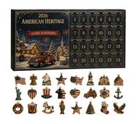 Patriotic Christmas Advent calendarr, 24 Day Acrylic Ornament Gift Box
