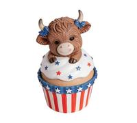 Patriotic Cow Decor - Fourth July Figurine, Rustic Country Pride, Flag Theme Ruminant | American Spirit Showpiece Seasonal Holiday Commemorative Souvenir Memorial Day Home Table Garden For Office