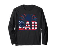 Patriotic Dad 4 luglio USA Fuochi d'artificio Padre Nuovo Papa Maglia a Manica
