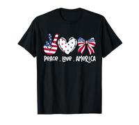 Patriotic Donne Ragazze Bambini 4 luglio Pace Amore America Maglietta