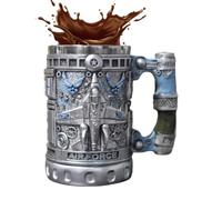 Patriotic Engraved Design: Cool coffee mugs feature a soldier theme texture