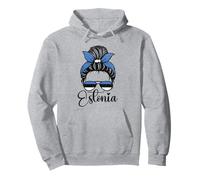 Patriotic Estonia Messy Bun Bandiera Estone Ragazze Bambini Felpa con Cappuccio