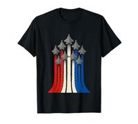 Patriotic Fighter Jet Formazione Rosso, Bianco, Blu Maglietta