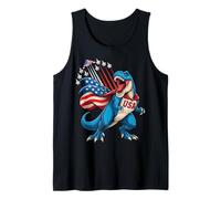 Patriotic Fighter Jets T Rex Dinosaur USA Flag 4 luglio Canotta