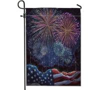 Patriotic Fireworks Colorful Night Sky Independence Day Bandiere Verticale Robuste Bandiera Da Giardino Colore Vivido Bandiere Per Esterno Prato Portico 30X45Cm