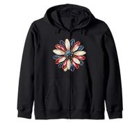 Patriotic Flower USA Floral American 4 luglio Indipendenza Felpa con Cappuccio