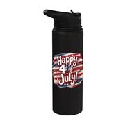 Patriotic Happy 4 luglio USA Firework Celebration Pride Stainless Steel Insulated Water Bottle
