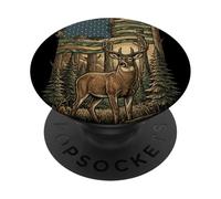 Patriotic Hunting Camo Flag Whitetail Buck Deer Hunter PopSockets PopGrip Adesivo