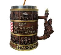 Patriotic Mug, America Cup, 300ml Resin Beer Drinking Vessel with Secure Build, Sturdy Supply with Collectible Design, Decorative Tool for Men Women Travelers Collectors, Home Accessories for Office