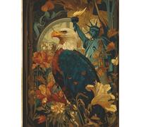 Patriotic Notebook - American Style Notebook with Statue of Liberty and Bald Eagle Cover: College Ruled, 8 x 11.5 Inches, Glossy Soft Cover, 100 Pages - Liberty Statue & American Eagle Design