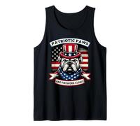 Patriotic Paws and Firework Claws Bulldog con cappello a bandiera degli Stati Uniti Canotta