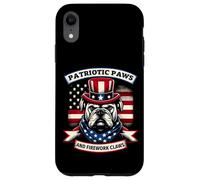 Patriotic Paws and Firework Claws Bulldog con cappello a bandiera degli Stati Uniti Custodia per iPhone XR