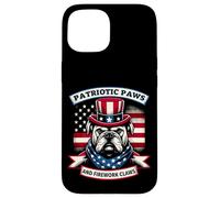 Patriotic Paws and Firework Claws Bulldog con cappello a bandiera degli Stati Uniti Custodia per iPhone 15