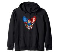 Patriotic Pirate Eagle Bandiera Americana Skull Bones 4 luglio Felpa con Cappuccio