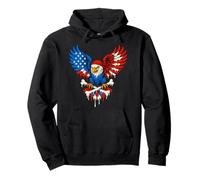 Patriotic Pirate Eagle Bandiera Americana Skull Bones 4 luglio Felpa con Cappuccio