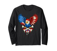 Patriotic Pirate Eagle Bandiera Americana Skull Bones 4 luglio Maglia a Manica