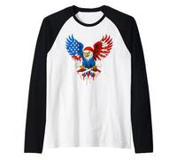 Patriotic Pirate Eagle Bandiera Americana Skull Bones 4 luglio Maglia con Maniche Raglan