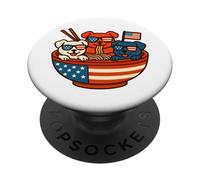 Patriotic Pup & Ramen Stelle, strisce e slurps PopSockets PopGrip Adesivo