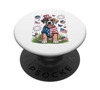 Patriotic Puppy Zio Sam Hat 4 luglio Cane PopSockets PopGrip Adesivo