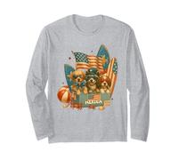 Patriotic Pups Merica USA Summer Beach Dogs Maglia a Manica