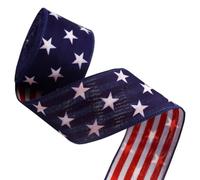 Patriotic Ribbon Wired - 5 Yards Patriotic Theme Design Veterans Day Decor, Red White Blue Polyester Ribbons | For DIY Crafters Home Outdoor Party Wreath Bow Making Wrapping
