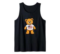 Patriotic Teddy Bear USA Flag Illustration Graphic Cartoon Canotta