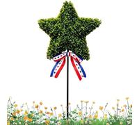 Patriotic Topiary - Star Shaped Artificial Plant Decor, Weather Resistant Star Topiary Stakes with Artificial Rattan Tree Design for Independence Day, Summer Holiday Yard, Patio, Porch and Garden
