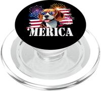 Patriotic USA American Flag 4th July Merica Beagle Lover PopSockets PopGrip per MagSafe