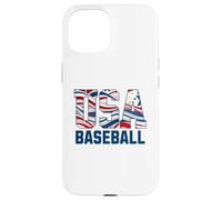 Patriotic USA American Flag Baseball players Custodia per iPhone 15