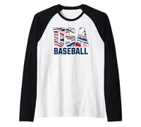 Patriotic USA American Flag Baseball players Maglia con Maniche Raglan