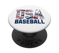 Patriotic USA American Flag Baseball players PopSockets PopGrip Adesivo