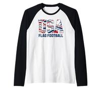 Patriotic USA American Flag Flag Football. Maglia con Maniche Raglan
