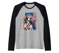 Patriotic USA English Springer Spaniel Maglia con Maniche Raglan