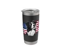 Patriotic USA Flag July 4th Independence Border Collie Lover Bicchiere termico in acciaio inox doppia parete
