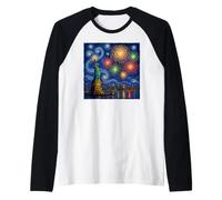 Patriottica, libertà, fuochi d'artificio, Notte, Maglia con Maniche Raglan