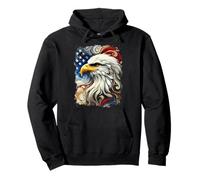 Patriottico Aquila calva con bandiera americana arte astratta Felpa con Cappuccio