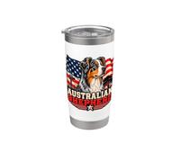 Patriottico Australian Shepherd Bandiera Americana Aussie Dog Lover Bicchiere termico in acciaio inox doppia parete