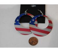 Patriottico USA Luglio 4th Rosso Bianco Blu Stella Bandiera Huge Orecchini Spiia