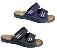 PATRIZIA AZZI ARIZONA CIABATTE UOMO MADE IN ITALY SOTTOPIEDE IN VERA PELLE CON DUE STRAPPO REGOLABILE (NERO, numeric_40)