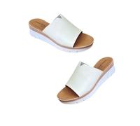 Patrizia Azzi Sandali estivi zeppa, suola antiscivolo e plantare in memory, Fascia larga slip-on Made in Italy (Bianco, Sistema Taglie Calzature EU, Adulto, Donna, Numero, Media, 38)