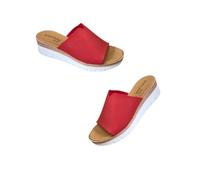 Patrizia Azzi Sandali estivi zeppa, suola antiscivolo e plantare in memory, Fascia larga slip-on Made in Italy (Rosso, Sistema Taglie Calzature EU, Adulto, Donna, Numero, Media, 36)