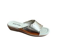 Patrizia Azzi Sandalo Donna Ciabatta Pantofola Made in Italy Passeggio Mare Comoda Elegante con Sottopiede in Pelle Tomaia in Microfibra o Pelle Ecologica Vari Colori (Argento Laminato, 40)