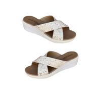 Patrizia Azzi Sandalo donna estate zeppa doppia fascia incrosciata tacco alto elegante aperta slip-on (Ecru Co, Sistema Taglie Calzature EU, Adulto, Donna, Numero, Media, 38)