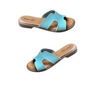 Patrizia Azzi Sandalo Donna fascia intera modello tacco basso 2 cm eleganti comode pratiche (Acqua GLIT, Sistema Taglie Calzature EU, Adulto, Donna, Numero, Media, 41)
