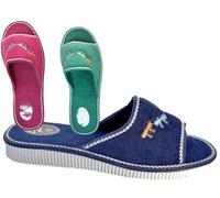 Patrizia Ischia Ciabatte Donna in Cotone, Lavabili con Suola Antiscivolo, 100% Made in Italy, Morbide e Leggere per Casa e Relax (Blue, Sistema Taglie Calzature EU, Adulto, Donna, Numero, Media, 35)