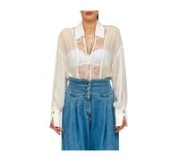 Patrizia Pepe - Camicia con inserto in pizzo - - Blouses & Shirts - Donna - Bianco - L