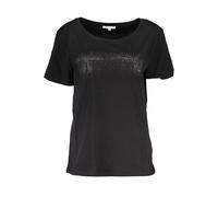 Patrizia Pepe Chic Short Sleeve Wide Neck Tee with Contrast Details - M